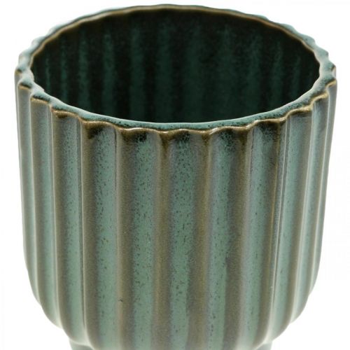 Floristik24 Mini bloempot, keramiek plantenbak, golfkarton groen, bruin Ø8cm H8.5cm
