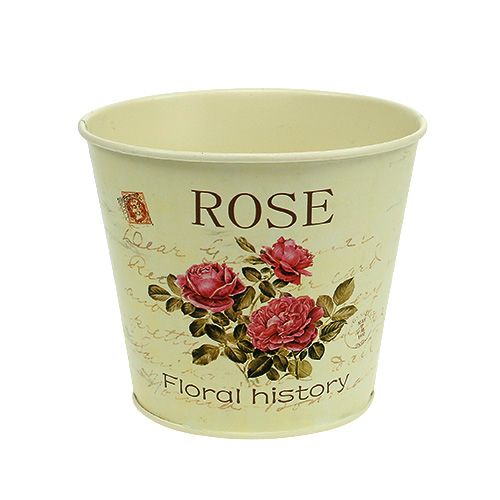 Floristik24 Pot met rozenmotief van metaal Ø13cm H11cm