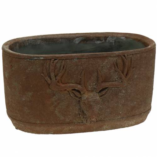 Floristik24 Bloempot roest patina met hertenkop 24cm x 14cm H13cm