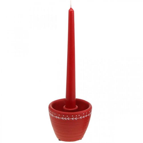 Floristik24 Rode cachepot met kandelaar Sierpot beton Ø10cm H8cm 4st