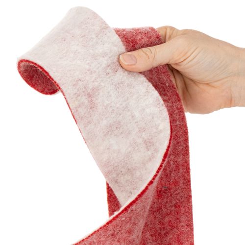 Tweekleurig potscharnier gemaakt van 100% wol als decoratief viltlint, wit/rood, 7,5 cm breed, 5 m lang | Floristik24.nl