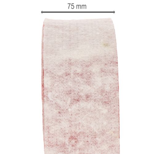 Tweekleurig potscharnier gemaakt van 100% wol als decoratief viltlint, wit/rood, 7,5 cm breed, 5 m lang | Floristik24.nl