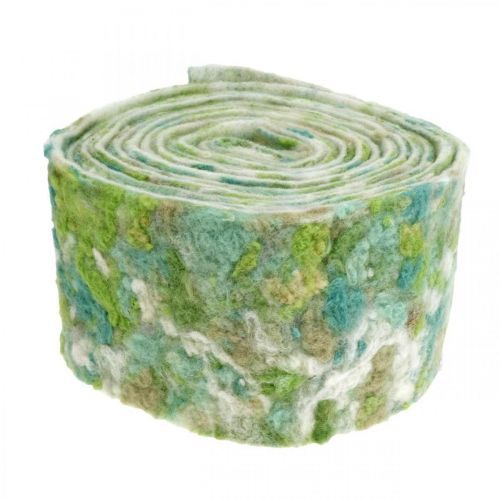 Floristik24 Pottenband, lentedecoratie, viltband groen, blauw, wit gemêleerd 15cm 5m
