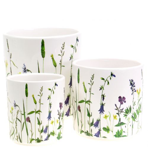 Floristik24 Planter bloemmotief Ø12 / 10 / 8cm set van 3
