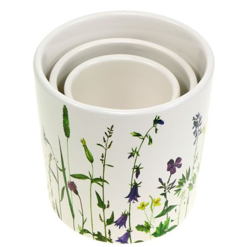 Floristik24 Planter bloemmotief Ø12 / 10 / 8cm set van 3
