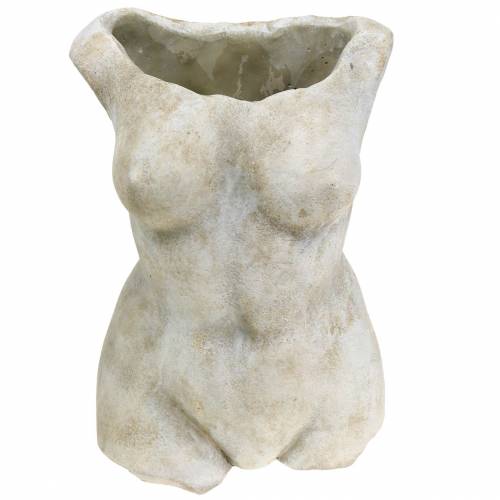 Floristik24 Bloempot torso vrouw grijs 19 × 13,5cm H27cm