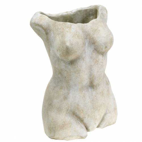 Floristik24 Bloempot torso vrouw grijs 19 × 13,5cm H27cm