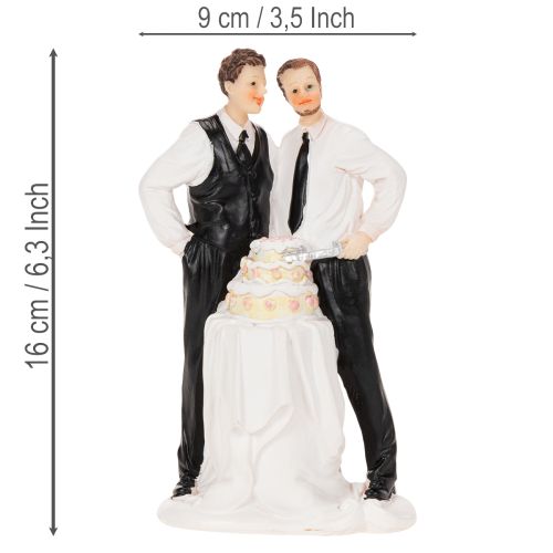 Taarttopper van een mannelijk stel met taart, 16,5 cm | Floristik24.nl
