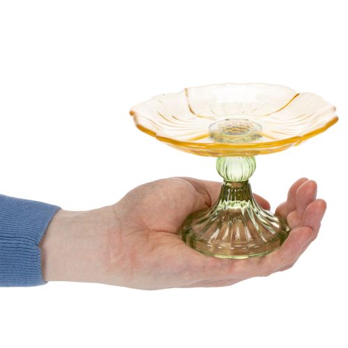 Artikel Decoratief glazen bord met voet, bloemmotief, ideaal voor feestelijke presentatie, 15 cm