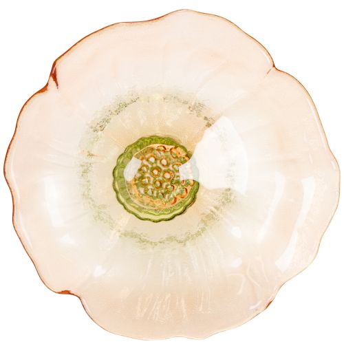 Artikel Decoratief glazen bord met voetje, bloemmotief voor stijlvolle tafeldecoratie en zomerse decoratie, 15 cm