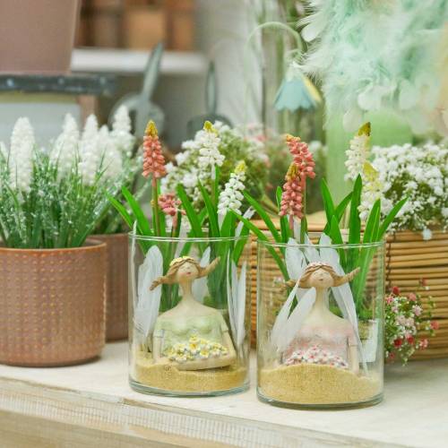 Floristik24 Druivenhyacint in berkenpot wit 24cm