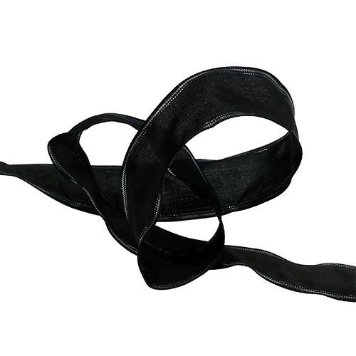 Artikel Rouwband zwart met draadrand 40mm 20m