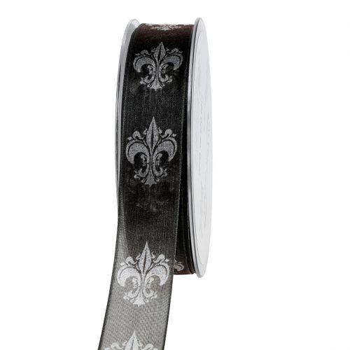 Floristik24 Rouwlint zwart met patroon 25mm 20m