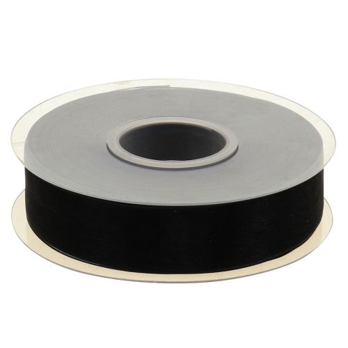 Artikel Rouw organza lint met zelfkant zwart 25mm 50m