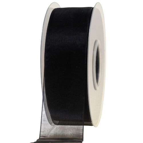 Floristik24 Organza rouwlint met zelfkant zwart 40mm 50m