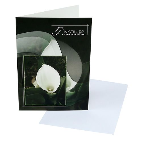 Floristik24 Rouwkaarten met Calla "In stille rouw" 5st