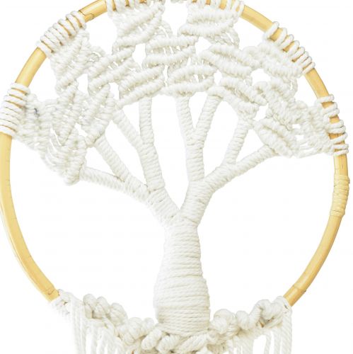 Artikel Dromenvanger macrame wanddecoratie levensboom boho Ø28cm H92cm