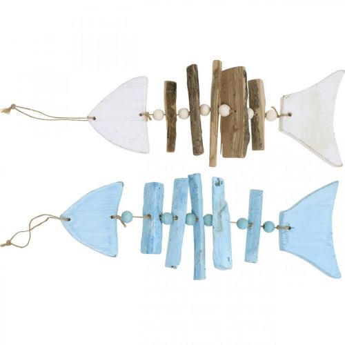 Floristik24 Drijfhout vis maritieme decoratie om op te hangen 30cm set van 2 stuks