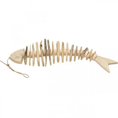 Floristik24 Deco vis drijfhout natuur, zomerdecoratie om maritiem op te hangen L59cm
