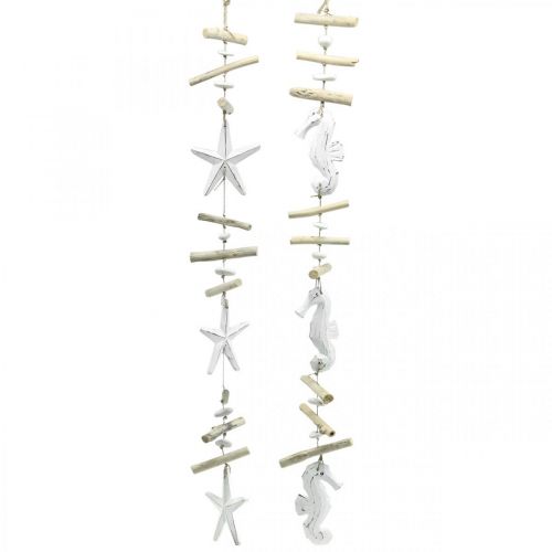 Maritieme decoratie slinger drijfhout raamdecoratie 72/78cm set van 2
