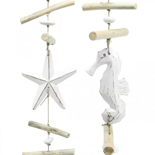 Maritieme decoratie slinger drijfhout raamdecoratie 72/78cm set van 2