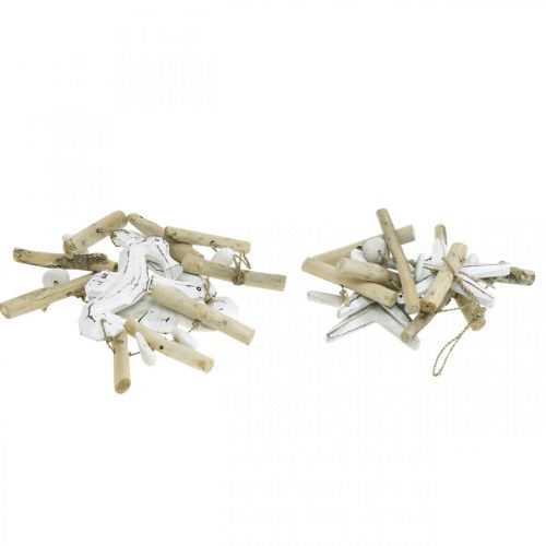 Floristik24 Maritieme decoratie slinger drijfhout raamdecoratie 72/78cm set van 2
