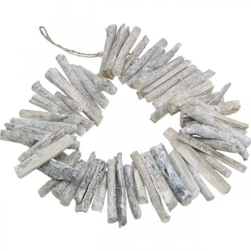 Floristik24 Drijfhouten Slinger Maritiem Deco Hout Gewassen Wit 80cm