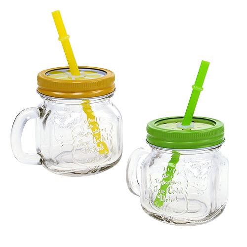 Floristik24 Drinkglas met deksel Ø7cm H9cm 2st