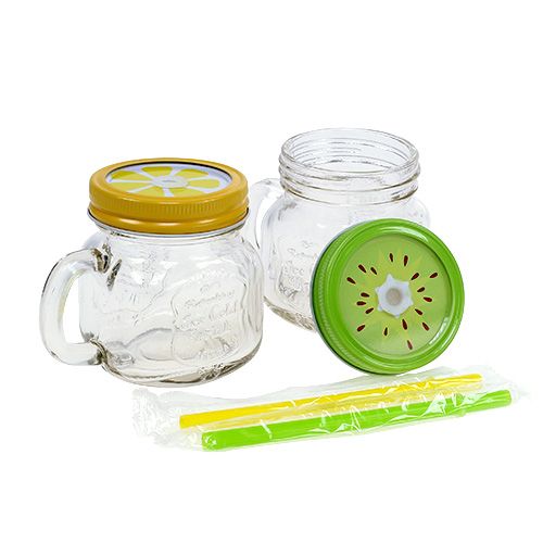 Floristik24 Drinkglas met deksel Ø7cm H9cm 2st