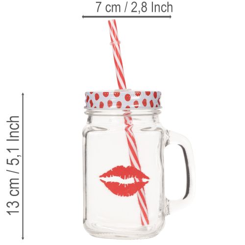 Drinkglas met deksel en handvat Ø7cm H13,5cm | Floristik24.nl