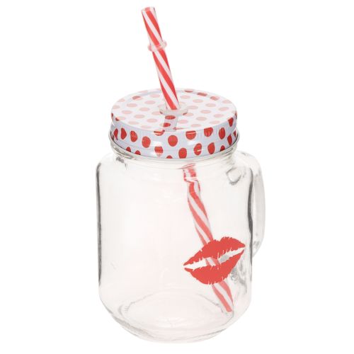 Drinkglas met deksel en handvat Ø7cm H13,5cm | Floristik24.nl