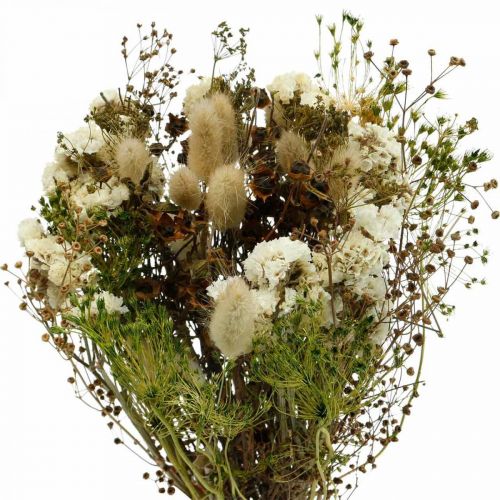 Floristik24 Boeket droogbloemen met weidegras wit, groen, bruin 125g droogbloemen