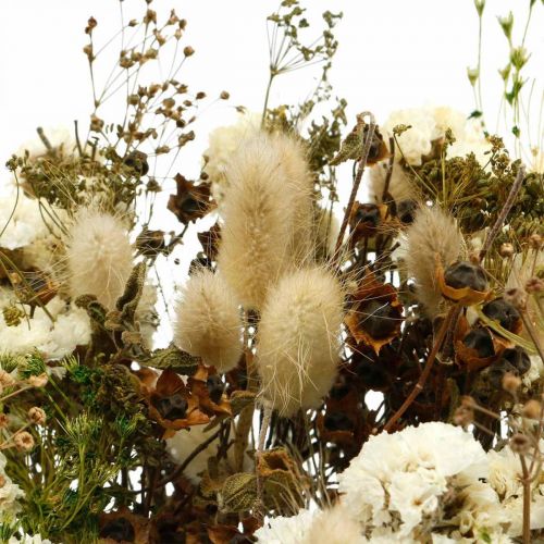 Floristik24 Boeket droogbloemen met weidegras wit, groen, bruin 125g droogbloemen