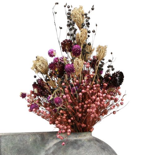 Artikel Droogbloemen paarse klaver strobloemen vlas dille 35cm 150g