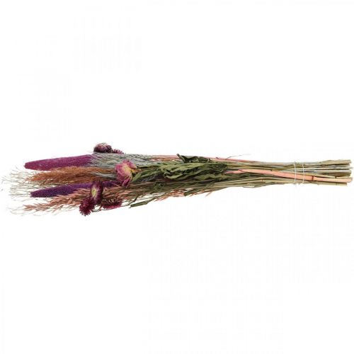 Artikel Droogbloemen Boeket roze weidebloemen en granen 70-75cm