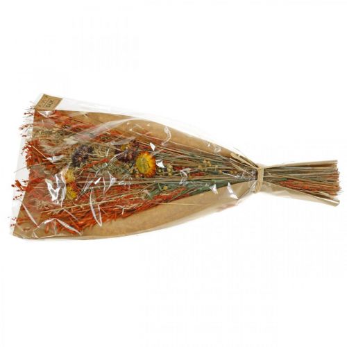 Droogbloemen boeket oranje mix 42cm