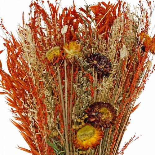 Droogbloemen boeket oranje mix 42cm