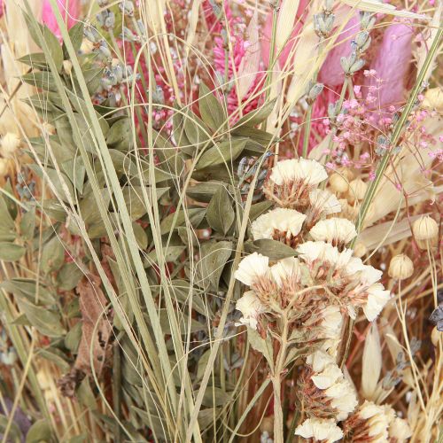 Artikel Droogbloemenboeket gras eucalyptus crème roze 200g