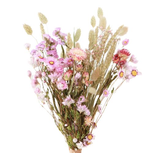 Floristik24 Gedroogde bloemenboeket Roze Strobloemen Lagurus Tarwe 55cm
