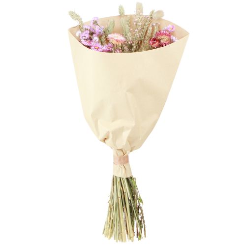 Artikel Gedroogde bloemenboeket Roze Strobloemen Lagurus Tarwe 55cm