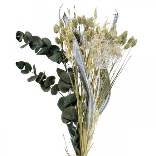 Droogbloemenboeket distel eucalyptus gedroogd zilver 64cm