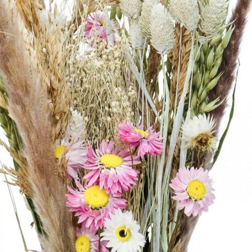 Boeket droogbloemen gras Phalaris strobloemen roze 60cm 110g