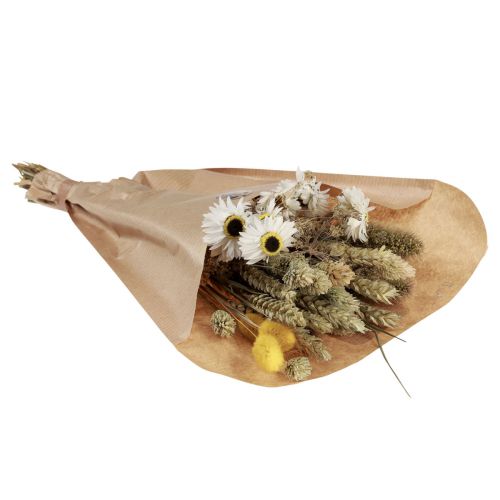 Artikel Droogbloemenboeket strobloemen Phalaris wit geel 30cm