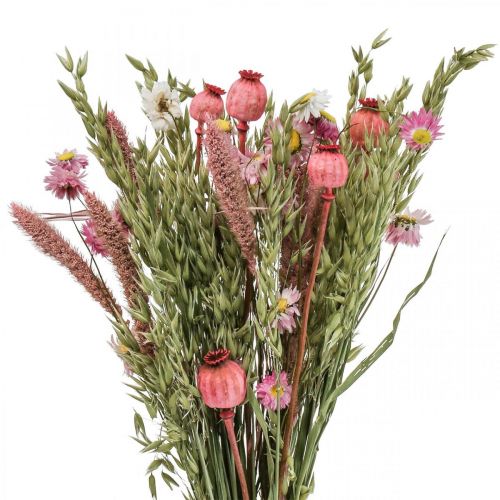 Droogboeket Boeket weidebloemen Roze H50cm 140g