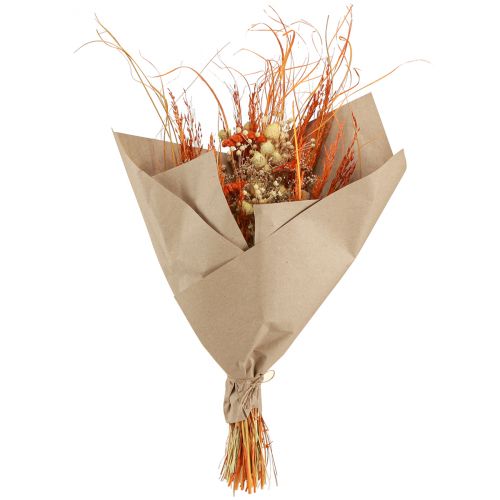 Artikel Droogboeket distel duizendblad oranje gebleekt 55cm 150g