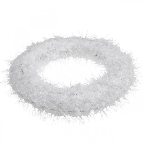 Floristik24 Deurkrans Kerstkrans witte decoratieve krans wol adventdecoratie Ø28cm