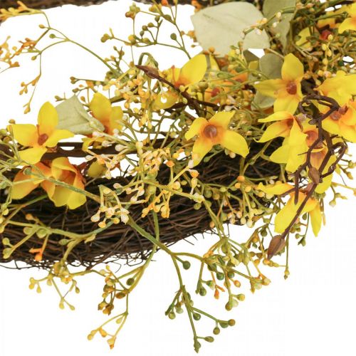 Floristik24 Deurkrans forsythia kunst deco krans geel Ø48cm