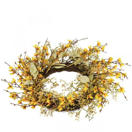 Floristik24 Deurkrans forsythia kunst deco krans geel Ø48cm