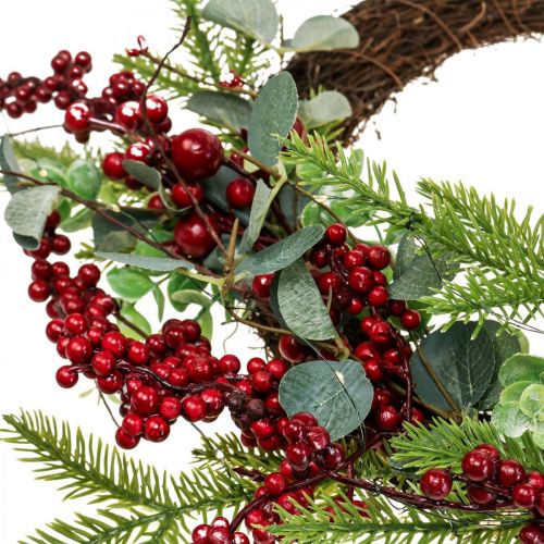 Kerst deurkrans verlichte bessen LED krans Ø37cm