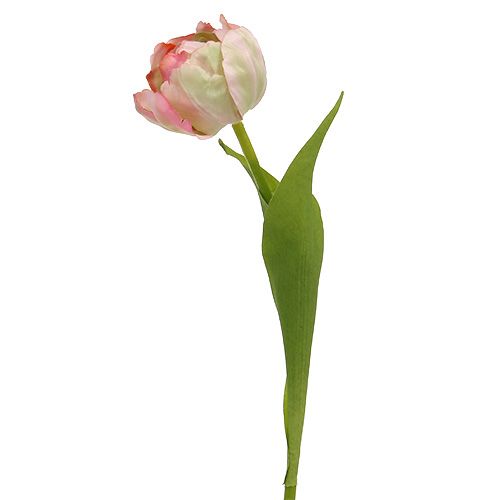 Floristik24 Tulp roze, groen 37cm 6st